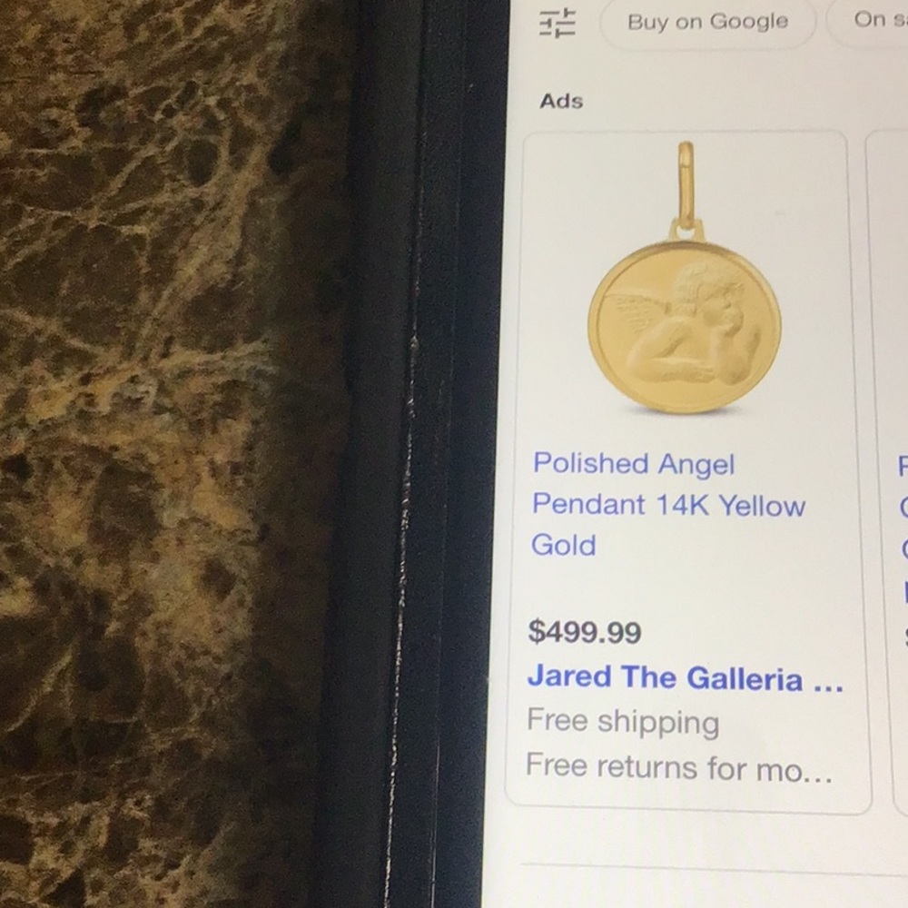 Angel pendant 14K SARO Polished chain not included